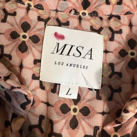 MISA Los Angeles Pamelina Dress L large Warm Winter Tile tiered maxi pink - Picture 5 of 11